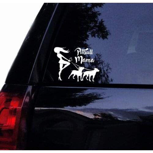 Black/Sliver Lady Walking 2 Floppy Ear Pit Bull Dogs Car Sticker Window Door Decal Cute Top Quality Waterproof S651