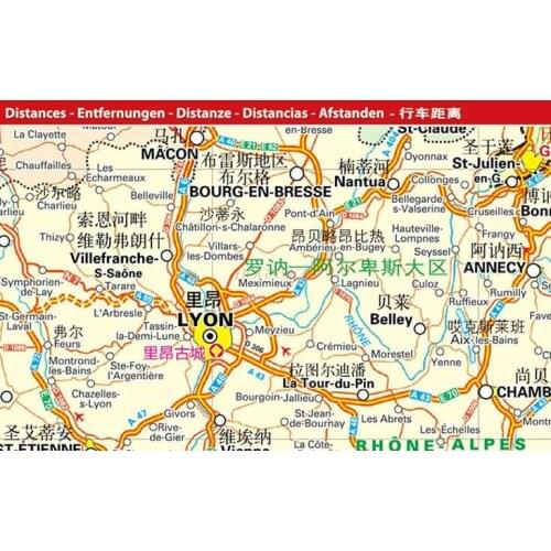 France travel map Paris France map Chinese and English double-sided film waterproof folding resistant shopping spots