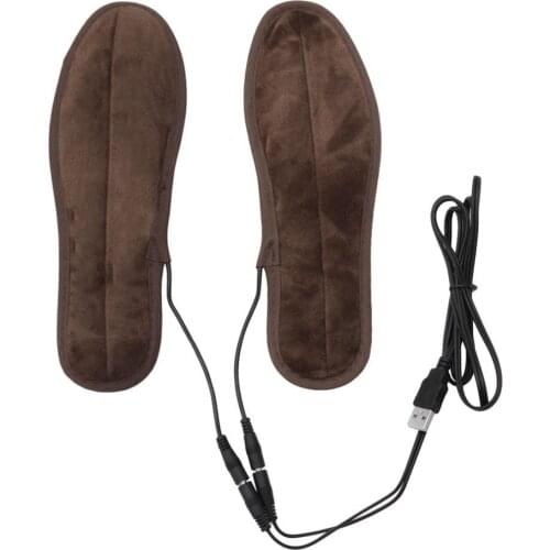 USB Electric Powered Plush Fur Heating Insoles Winter Keep Warm Foot Shoes
