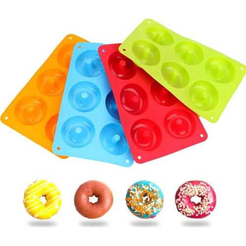 Donut Mold Reusable DIY Cake Mould Chocolate Biscuit Cake Mold 6-Cavity Silicone Donut Baking Pan Non-Stick Candy 3D Mold