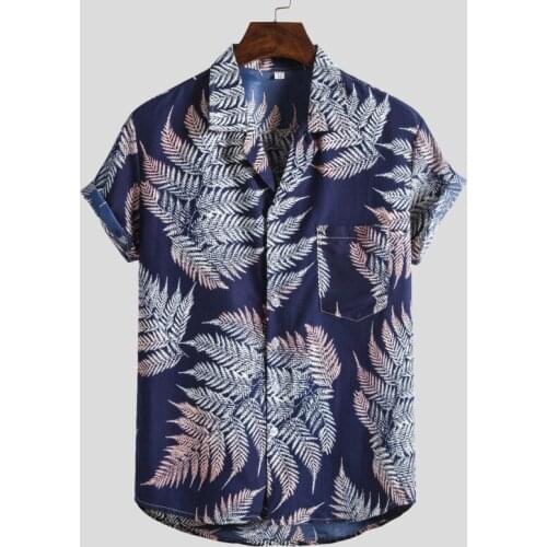 Brand Summer Hawaiian Shirt Mens Plant & Leaf Print Light Designer Mens Breathable Male Beach Casual Shirts