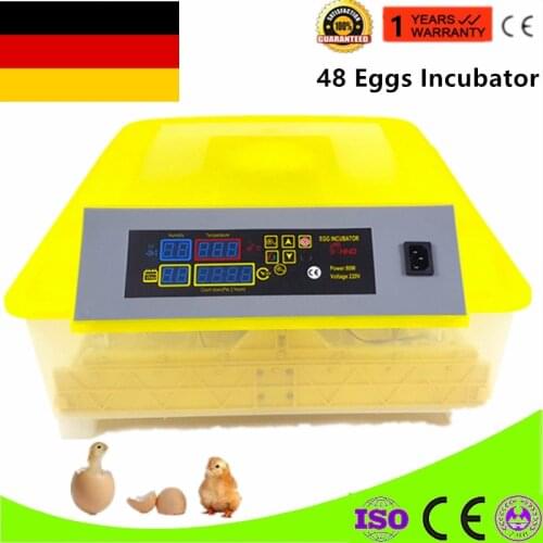 48 Eggs Small Home Chicken Ducks Birds Full Automatic Intelligent Temperature Control Egg Incubator 80W EU Plug 220V