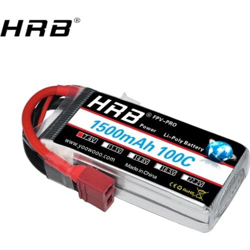 HRB 2S Lipo Battery 1500mah 7.4V XT60 T Deans EC2 EC3 EC5 XT90 Female RC Parts 100C For FPV Drone Airplane Racing Car Boat Truck