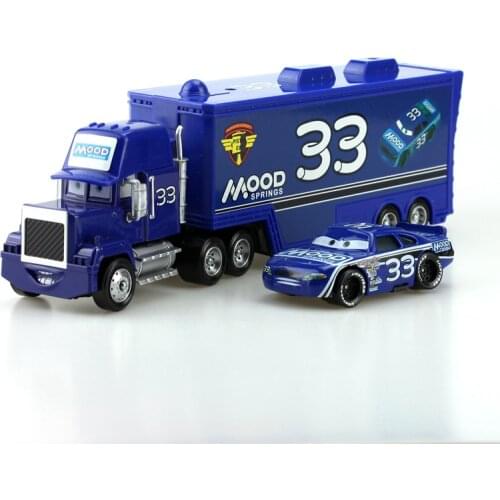 Disney Pixar Cars No 33 Mack Truck +Small Car Mood 1:55 Diecast Metal Alloy And Plastic Modle Car Toys Gifts For Children