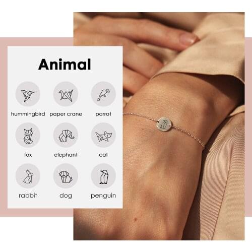 Visunion Minimalist Customized Bracelet Fashion Cute Animal Pattern Bracelet 316L Stainless Steel Jewelry Accessories for Women