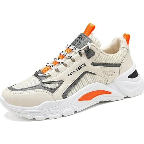 Men Sneakers Fashion Casual Mesh Light Breathable Sport Outdoor Shoes Low Top Comfortable Lace-Up All-Match Shoes Male