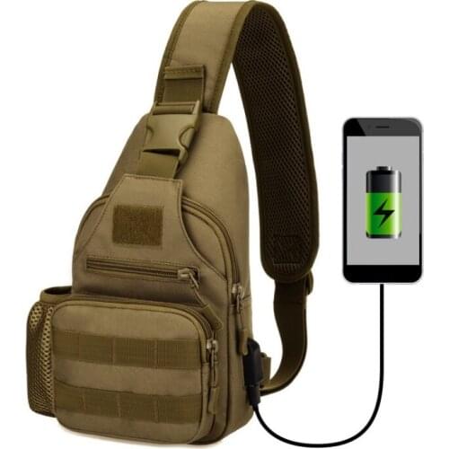 Outdoor Chest Pack Single Shoulder Bags USB Charging Chest Bag Crossbody Bags Male Anti Theft Single Strap Back Bag