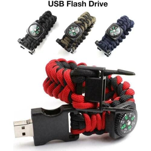 New Compass Braided Rope Bracelet USB Flash Drive Portable Pendrive 16GB 32GB 64GB