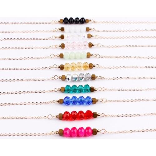 New Summer Design Minimalist Faceted Glass Beads Necklaces for Women Dainty Creatively Bar Necklaces for Unique Girl Gift