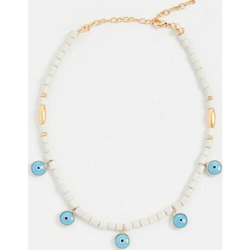 2021 Necklace For Women Bohemian evil eye pendant charms links chain necklace Female Fashion Beach Collier Jewelry wholesale