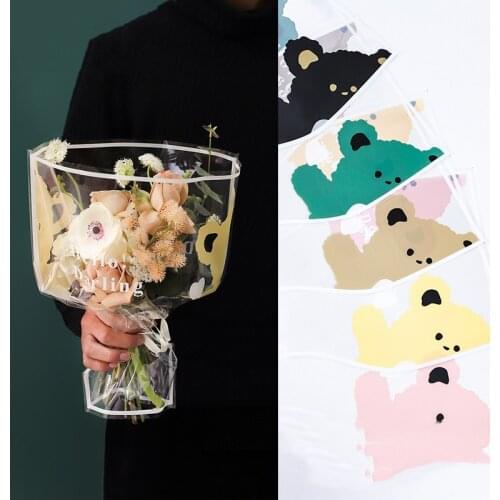 30PCS Cute Bear Florist Plastic Flower Packaging Bags Mini Flower Bags Flowers Wrapping Valentines day Roses Bags Rabbions