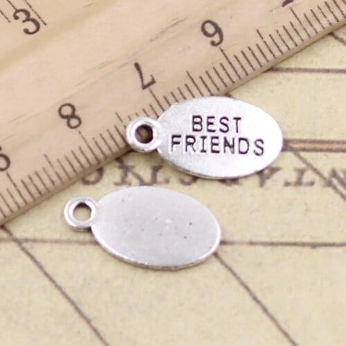 20pcs Charms Plates Best Friends 19x20mm Tibetan Silver Color Pendants Antique Jewelry Making DIY Handmade Craft