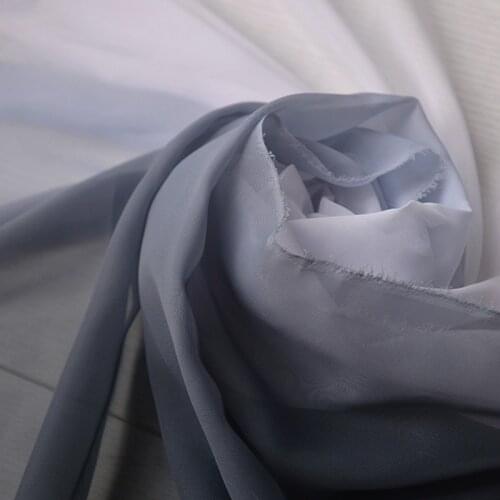 Half Meter Black Single Side Gradual Change Chiffon Fabric For Han Cloth Long Goan Upper Clothes Garment Scarf Curtain Material