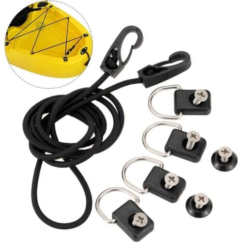 Portable Kayak D Ring Elastic Rope Mooring Deck Fitting Stereotyped Buckles with Screws Kayak Deck Rigging Accessories Kit