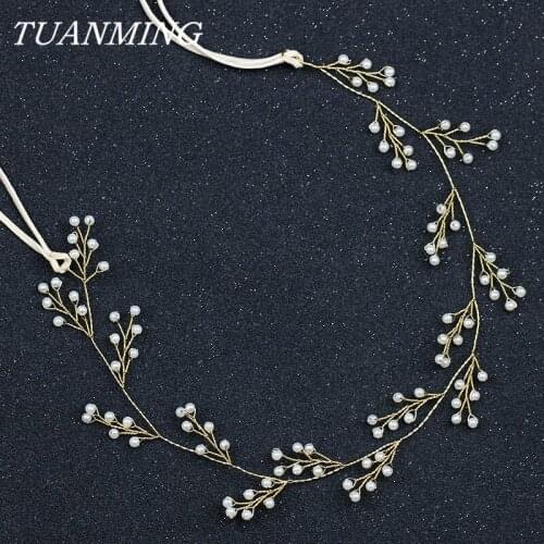 Summer Thin Gold Headband Girl Pearl Bride Headband Head Bandage For Women Hair Wedding Hair Accessories