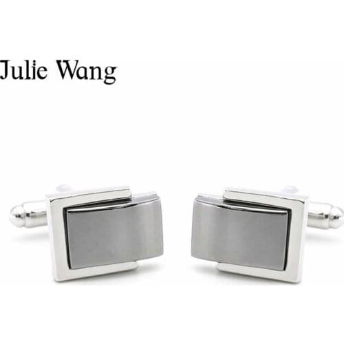 Julie Wang Rectangle Mens Cufflinks Buckle Shape Copper Shirt French Cuff Links Sleeve Nail Button Business Gift Jewelry