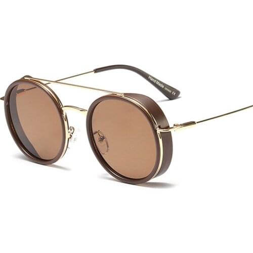 Veshion Punk Round Sunglasses Men Women Fashion Shades UV400 Vintage Glasses