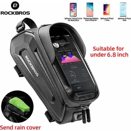 ROCKBROS Cycling Bag Bicycle Phone Bags 6.8 6.0 Inch Phone Waterproof Top Tube Handlebar Touch Screen Bike Bag Accessories