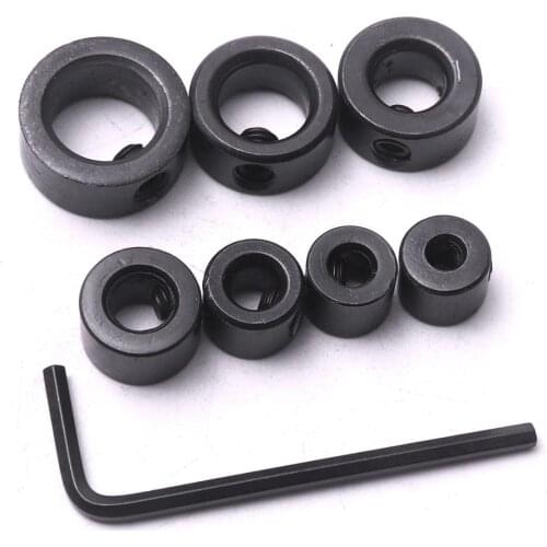 7Pcs Carbon Steel 3-12mm Drill Bit Depth Stop Collar Ring Positioner Spacing Ring Locator Woodworking Drill Bit with Hex Wrench