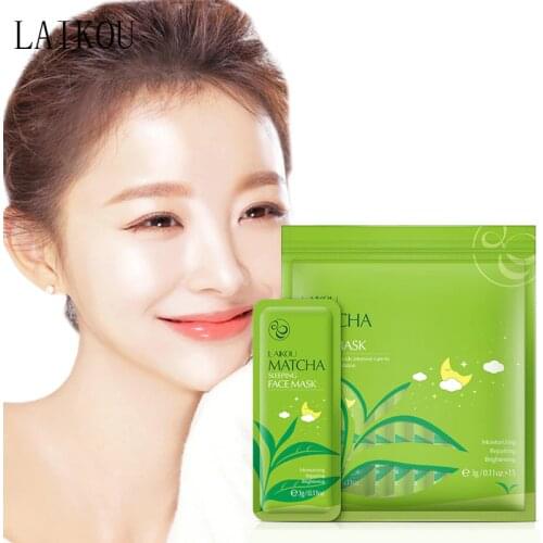 LAIKOU Matcha Sleeping Facial Mask Moisturizing Oil Control Brightening Wash-off Face Mask Smoothing Repairing Skin Cream Care