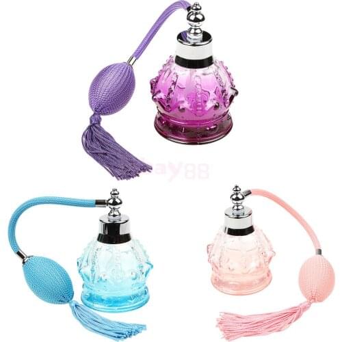 Vintage Crystal Refillable Bottle with Long Spray Atomizer Ladies Elegant Gift