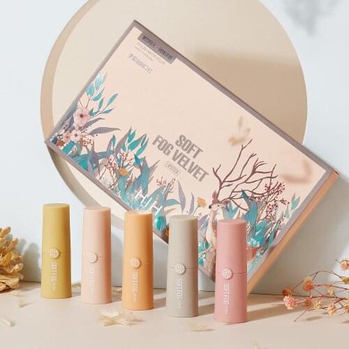 5 Colors/set Matte Lipstick Set Waterproof Long Lasting Lip Gloss Nude Pigment Women Fashion Lip Valentines Day Makeup Gift