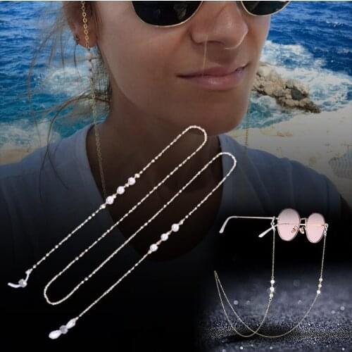 Women Fashion Glasses Chain Eyeglass Strap Sunglasses Pearls Alloy Anti-Slip Band d88