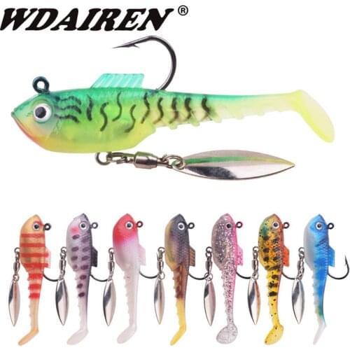 WDAIREN Jig Head Lead Soft Bait 7cm 11.5g With Rotating Sequins Fishing Lure Artificial Silicone Swimbait Bass Carp Pesca Tackle
