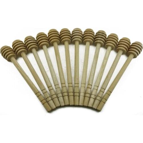 12PCS Wooden Honey Dipper Wood Stick Spoon Dip Drizzler Rod Server Stir