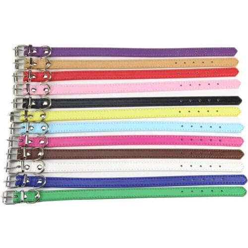 12pcs/set pets collar high quanlity dog collar adjustablecat PU flat belt pet necklace nice pets supplies