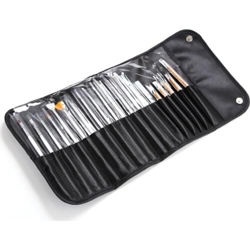 20Pcs Nail Brushes Set With Bag Packing Dotting Painting Pen Drawing Polish Gel Brush Nail Art Tool Kit Manicure Design DIY