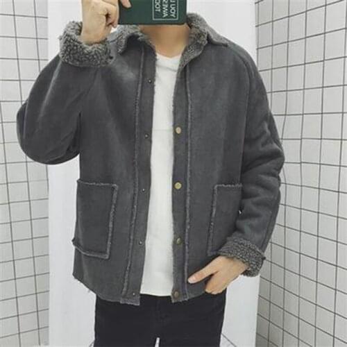 2020 Winter Men Parkas Casual Solid Color Mens Jacket Fashion Lambswool Warm Winter Jacket For Men