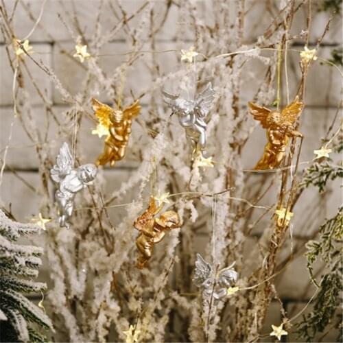 6pcs Gold&Silver Angel Girl Christmas Ornaments Christmas Party Decoration Christmas Tree Decor Pendant 2021 New Year Gifts