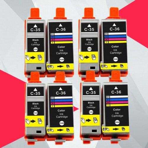 8PK Compatible Ink Cartridge for Canon PGI 35 CLI 36 pgi35 cli36 PIXMA iP100 inkjet cartridge Free Shipping for PGI-35 CLI-36