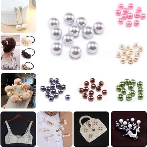 NO Hole White Black ABS Imitation pearl Loose Pearls Beads For DIY Garment Clothing Shoes Beads Jewelry Making Accessories