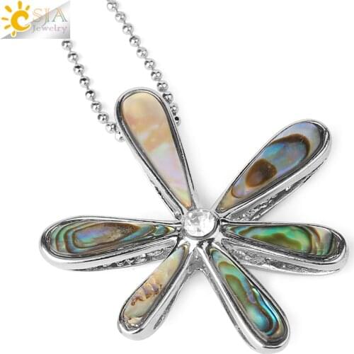 CSJA Natural Colorful Shell Pendant for Necklace Pink Green Leaves Flower DIY Hollow CZ Abalone Shells Charm Female Jewelry F017