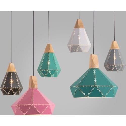 Color Dining Room Lights Green led Pendant Light Black and Gray Hanging Lamp Wood Coffee Shops Lighting Decoration Home Kitchen