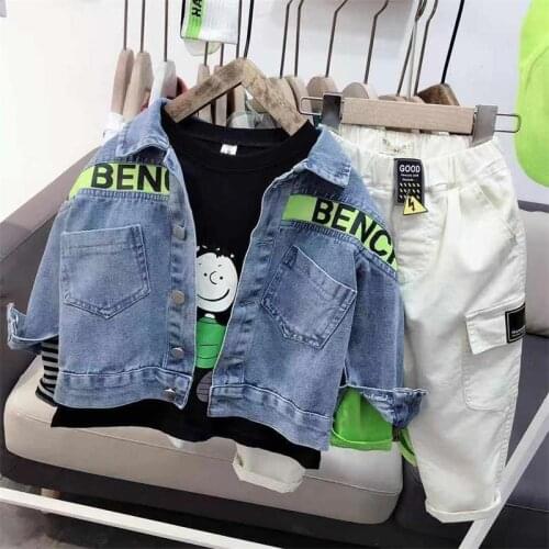 Children Clothes 3pcs Set Kids Clothes Baby Boy Clothes Girls Clothes Denim Coat + T-Shirts + Pants Boys Clothing set 2-6 Year