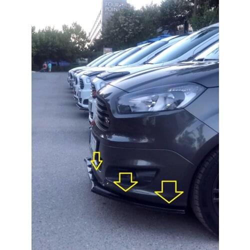 Ford Tourneo Courier Transit Courier 2014+ Front Bumper Lip Attachment Gloss Black 3 Pcs