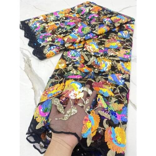 French Lace Fabric African Sequins Lace Fabric 2021 High Quality Lace Tissu Dentelle Africain Bridal Fabric 5yard/lot NI5513
