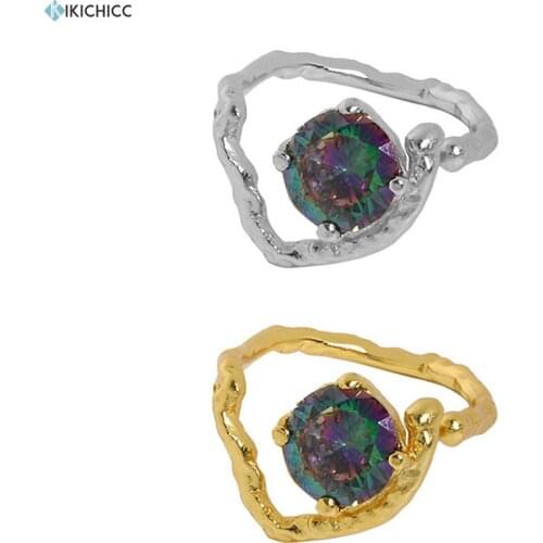KIKICHICC 925 Sterling Silver Gold Colorful Beads Charm Resizable Rings Rock Punk Party Wedding Jewelry 2021 Wedding Gift