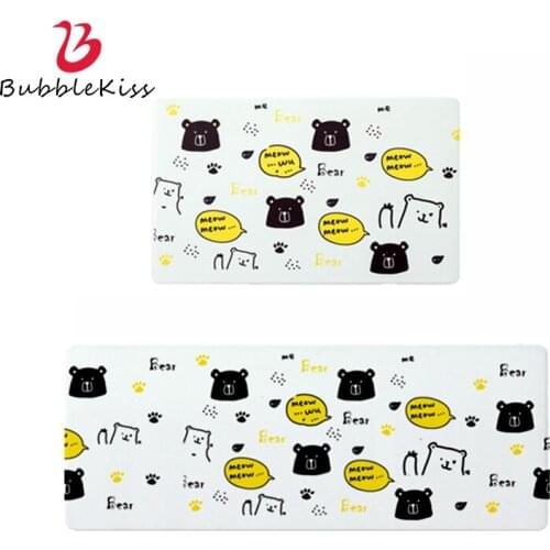 Bubble Kiss Waterproof Long PVC Kitchen Mat Carpet Cute Cartoon Dog Pattern Decorating Living Room Carpet Modern Style Carpet