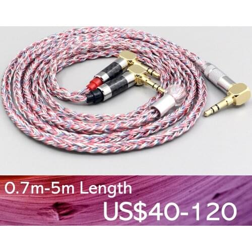 LN007578 16 Core Silver OCC OFC Mixed Braided Cable For Verum 1 One Headphone Headset L Shape 3.5mm Pin Earpohone