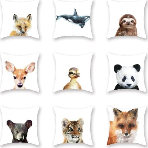 Lychee Animal Painting Cushion Cover Polyester Sofa Car Cushion Case Home Decor Cushion Chair Pillowcase