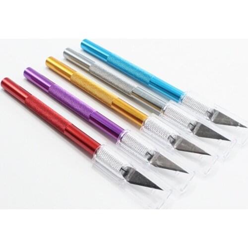 Metal Scalpel Knife Tool Kit Non-Slip Cutter Engraving Craft Knife 5PCS Blades DIY Tool For Mobile Phone Laptop PCB Repair