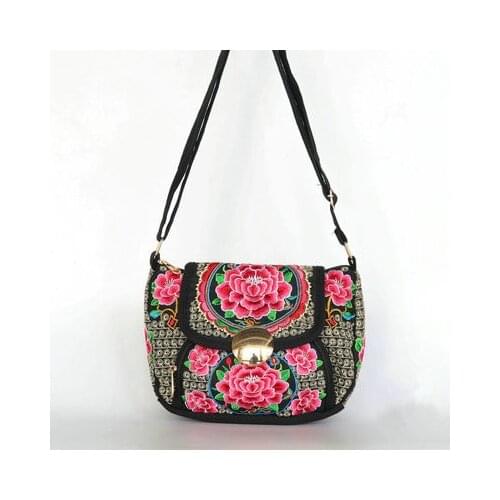 Fashion National Embroidered Small Handbag!Multi Bohemian Floral embroidery Lady shoulder&Crossbody bag Nice Hasp&Zipper Carrier