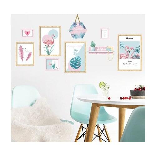65*105cm Pink birds Modular Painting Wall Sticker Nordic Style Paintings for Living Room Bedroom Poster and Print Wall Art