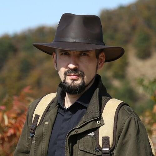 Cow Leather Mens Outdoor Western Cowboy Hat First Layer Cowhide Genuine Leather Casual Versatile Spring and Summer Hat