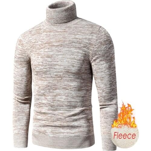 Men 2020 Autumn New Casual Mixed Color Cotton Fleece Turtleneck Sweater Pullovers Men Winter Fashion Warm Thick Sweater Men