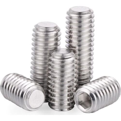 304 stainless steel hex flat end set machine top screw M6 M8 M10*4 5 6 7 8 9 10 12 14 18 20 22 25 28 30 35 40 45 50 55 60